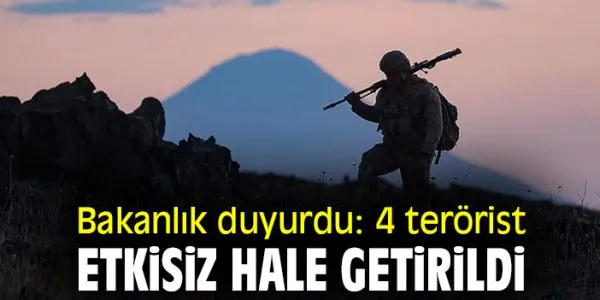 MSB Fırat Kalkanı’nda 4 Terörist Etkisiz hale Getirildi