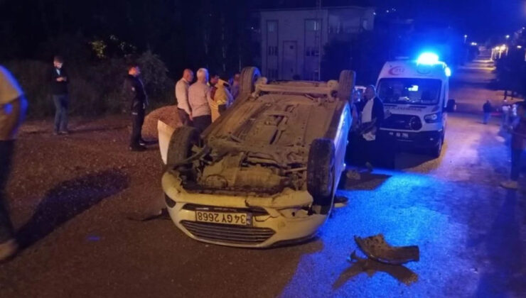 Gölbaşı’da kum yığınına çarpan araç sürücüsü yaralandı