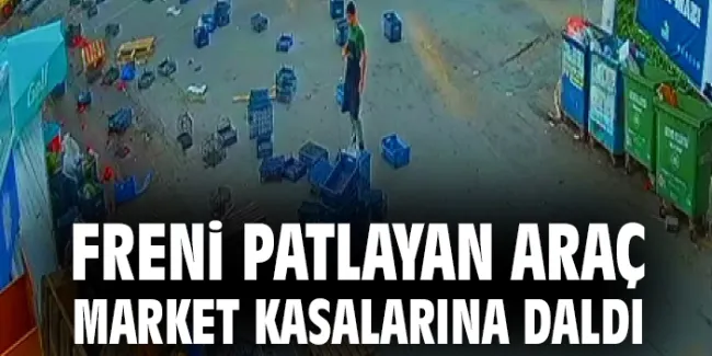 Freni Patlayan Araç Meyve Kasalarına Girdi