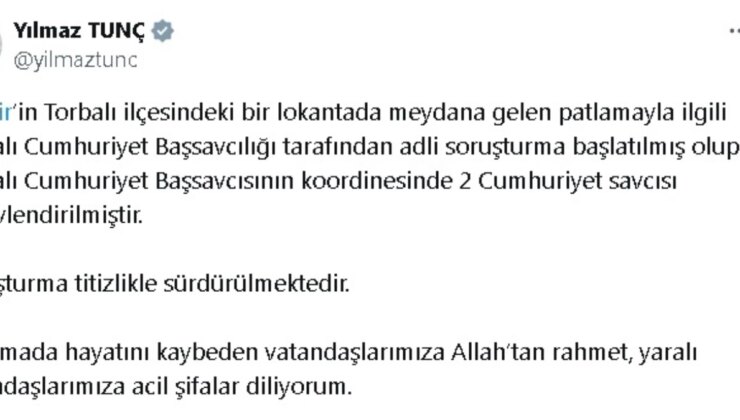 İzmir’deki Patlamayla İlgili 2 Cumhuriyet Savcısı Görevlendirildi