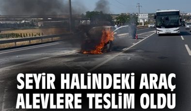 Çerkezköy-Çorlu Yolunda Araç Yangını Panik Yarattı!