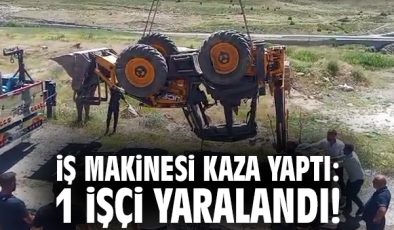 İş Makinesi Şarampole Yuvarlandı, Operatör Yaralandı!