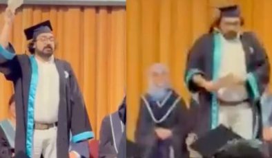 Boğaziçi Üniversitesi mezuniyet töreninde diploma yırtan genç gözaltına alındı