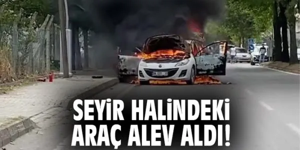 Alevler İçinde Kalan Araçta Patlama!