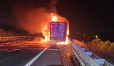 İstanbul-İzmir Otoyolu’nda Kamyon Yangını!