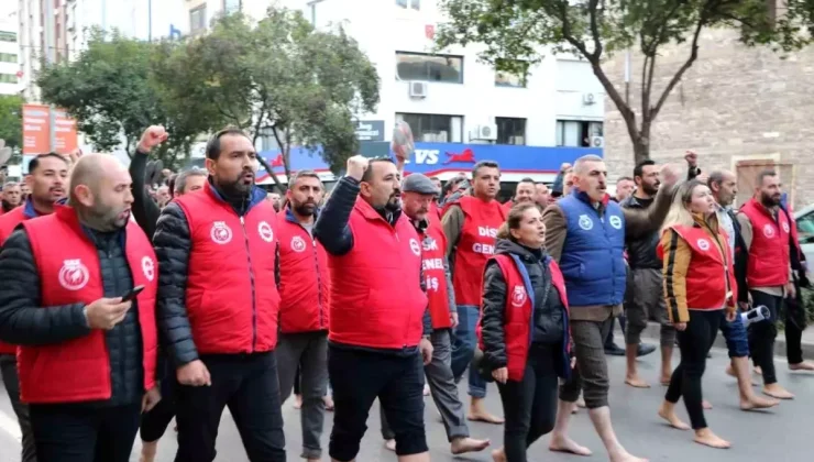 İzmir’de İşçiler Çıplak Ayakla Eylem Yaptı!