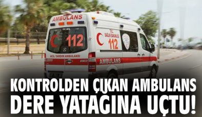Ambulans Dere Yatağına Yuvarlandı, Yaralı Yok!