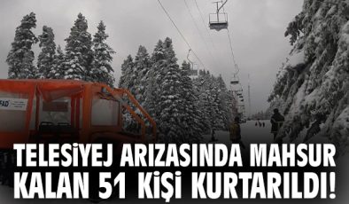 Uludağ’da Telesiyej Arızası: 51 Kişi Kurtarıldı